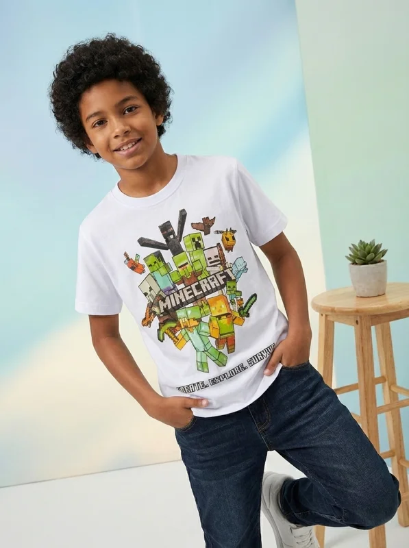 Camiseta Blanca Minecraft Edition 🎮 - Ropa para bebé y niños en Paquita Sport Colombia