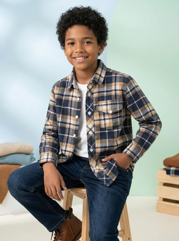 Camisa Manga larga a Cuadros para Niño 🌲 - Ropa para bebé y niños en Paquita Sport Colombia