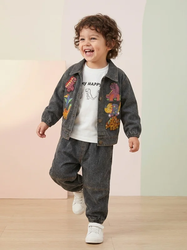 Conjunto 3 Piezas Denim Bebé Niño 🦖 - Ropa para bebé y niños en Paquita Sport Colombia