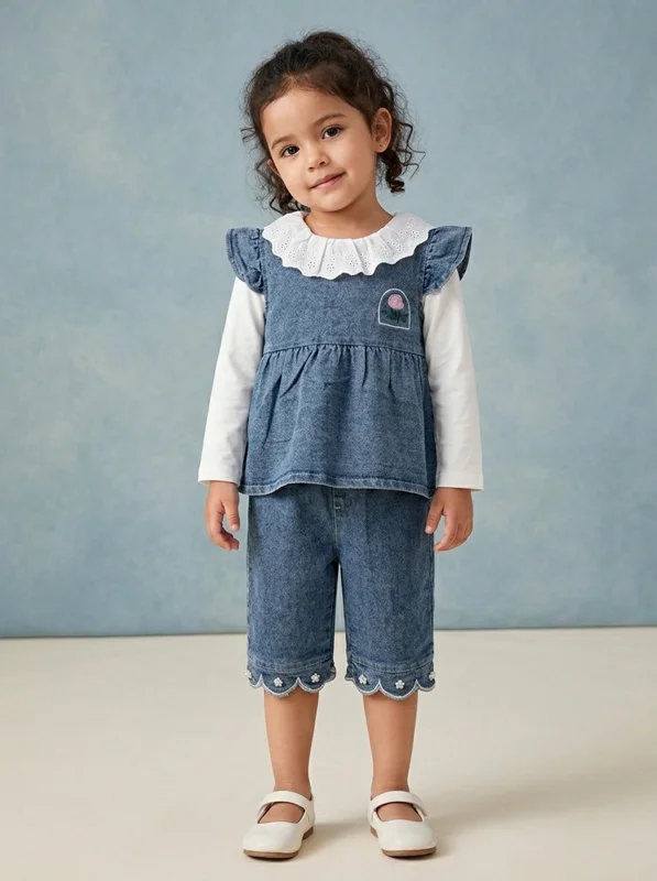 Conjunto 3 Piezas Denim Bebé Niña🌹 - Ropa para bebé y niños en Paquita Sport Colombia