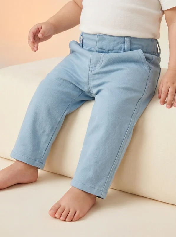 Pantalón Clásico de Dril para Bebé - Azul Pastel 👔 - Ropa para bebé y niños en Paquita Sport Colombia