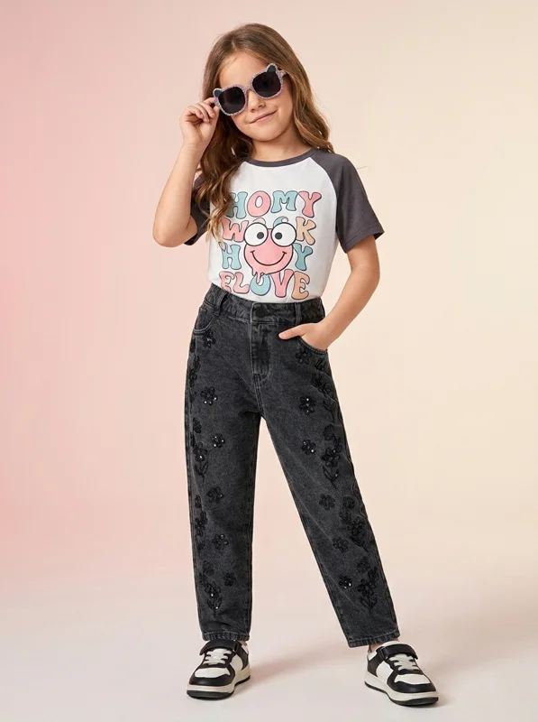 Jean Mom Negro para Niña 🖤 - Ropa para bebé y niños en Paquita Sport Colombia