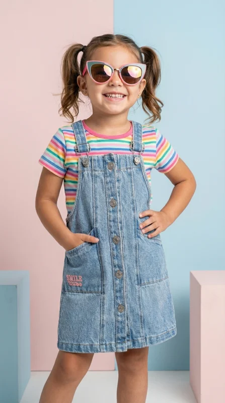 Jardinera Jean Niña - Ropa para bebé y niños en Paquita Sport Colombia