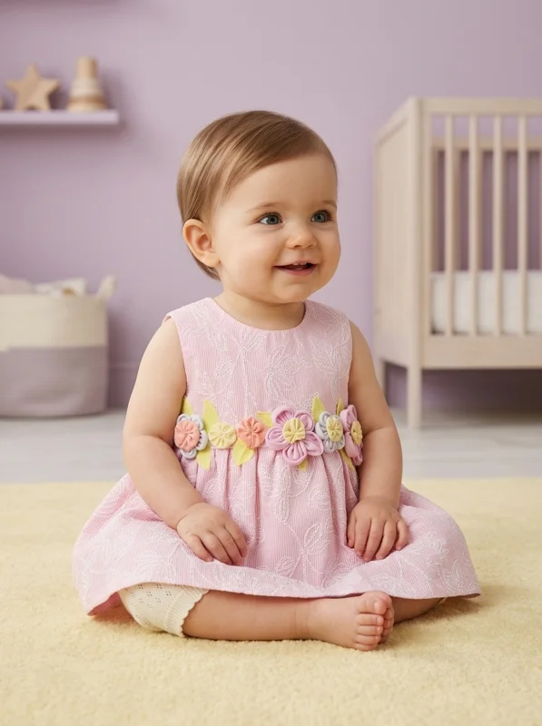Vestido Bordado Flores | Bebé Niña - Ropa para bebé y niños en Paquita Sport Colombia